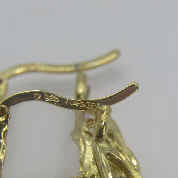 925 Gold Plated Filigree Hoop Earrings - Picture 9 of 11